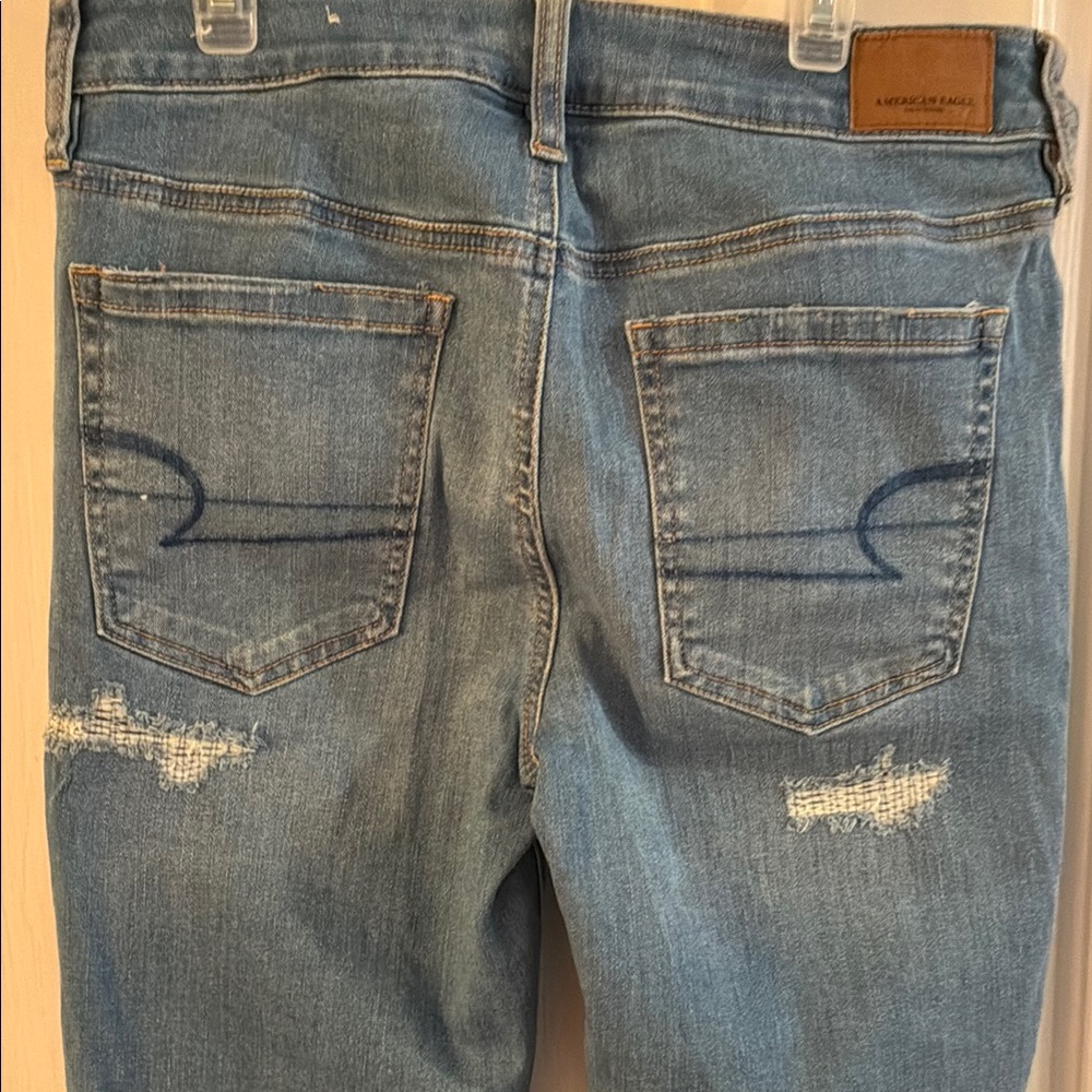 American Eagle 🥳HP🥳Outfitters Blue Skinny Distressed Jeans - Picture 11 of 12